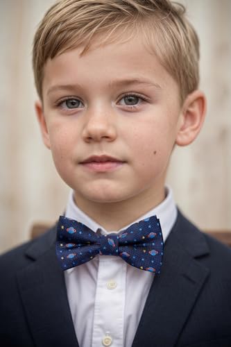 Image of HISDERN Bow Ties for Boys Pre Tied Toddler Bow Tie Adjustable Kids Bowties Clip On Fun Patterned Bowties for Wedding Party