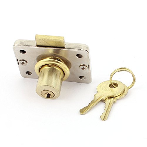 Sourcingmap 15mm Dia Cylinder Head Metal Cabinet Security Drawer Lock w 2 Keys, Silver Tone, Gold Tone
