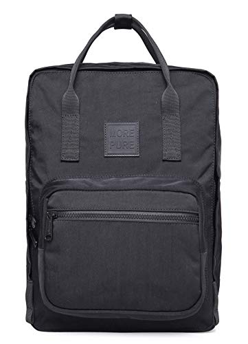 MORE PURE Rucksack Geldbörse, Passend für 15-Zoll MacBook, 37x26x14 cm, Schwarz