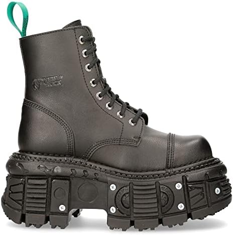 New Rock Men's BOOTS TANKMILI083C-V2 VEGAN Leather Combat Black Platform Biker Goth Punk Shoes | Image 2
