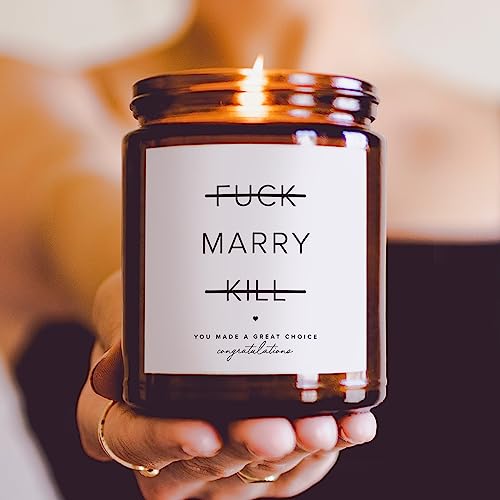 Image of ThreeKin Engagement Candle, Gift for Engaged Couples | Lavender & Lemongrass Soy Wax Blend | 65-Hour Burn Time | Scented Jar for Bridal Showers & Brides to Be