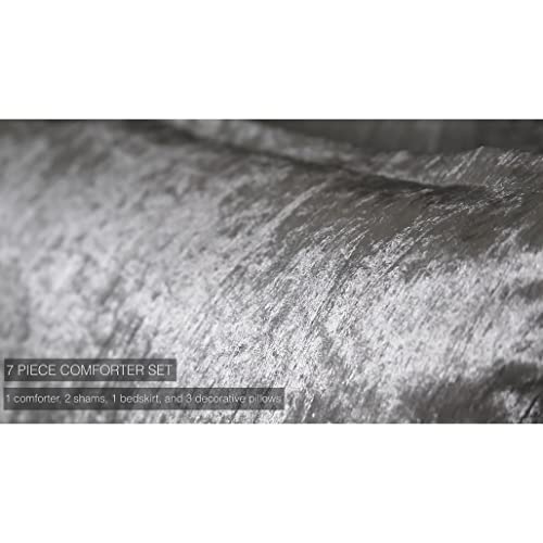 Riverbrook Home Turin Comforter Set, Queen, Silver, 7-Piece Set