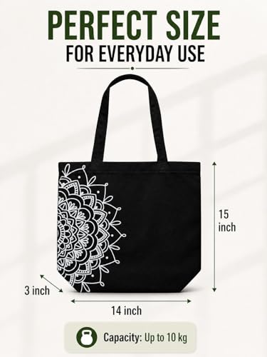 Image of Canvas Tote Bag for Women with Zipper & Pocket(Pack of 1) | Stylish Cotton Handbags for College | Aesthetic Tote Bag for Office, Shopping, Travel, Beach & Daily use