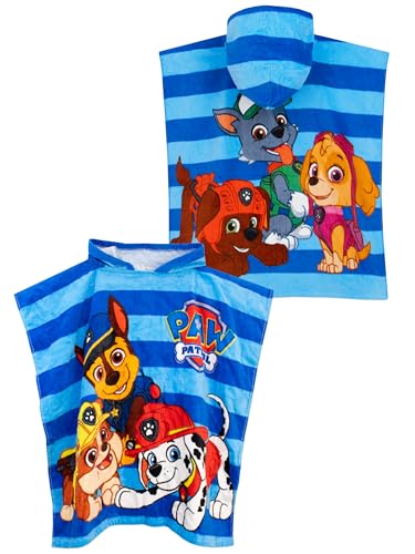 Paw Patrol Boys Towel Poncho Chase Rubble Marshall Blue One Size