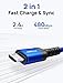 JSAUX Micro USB Cable for Android, (2-Pack 6.6FT) Kindle Charger Cord Replacement, Nylon Braided USB Micro Charging Cable Compatible with Galaxy S7 S6 J7 Edge Note 5, Kindle, MP3-Blue