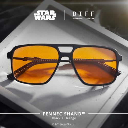 DIFF Star Wars Fennec Shand Designer Square Visor Sunglasses for Women and Men UV400 Protection, Black + Orange2