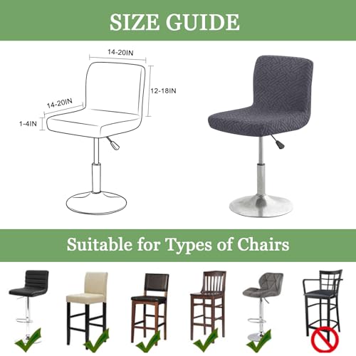 Image of FUANGUI Bar Stool Covers with Backs, 2 Pack Stretch Bar Stool Chair Covers, Knitted Jacquard Bar Stool Covers,Washable Bar Chair Covers Swivel Barstool Slipcovers (Knitted Dark Drey 01)