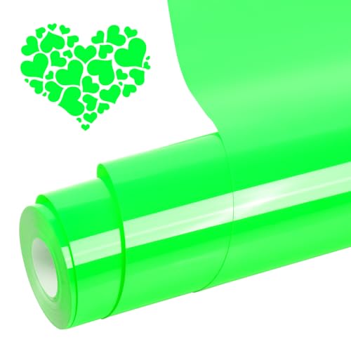 ROFISUE PU Heat Transfer Vinyl Fluorescent Green 12Inches20FT Iron on for T Shirts .Easy to Cut and Weed Compatible with All Cutter Machines HTV Iron on Vinyl for Cricut Fluorescent Green1220FT