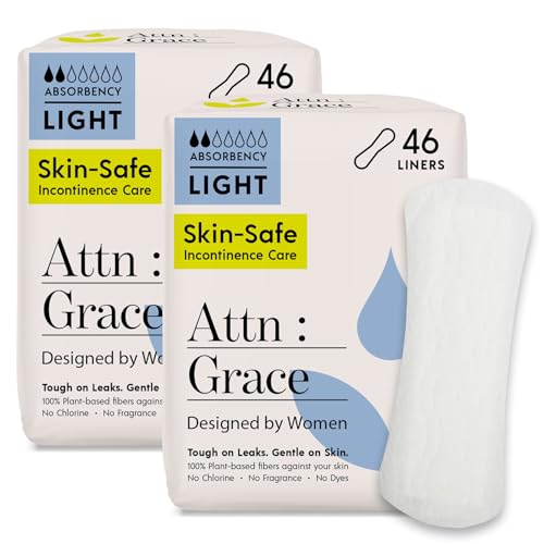 Attn: Grace Panty Liners for Women - 92 Liners for Light Urinary Incontinence Bladder Leakage or Postpartum - 100% Breathable & Plant-Based Materials Active Odor Control Free from Harsh Chemicals