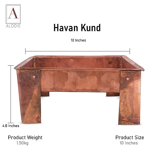 Image of ALODIE - Havan kund Pure Copper Hawan Kund with Handle On Both Side, for Yagya Kund fro Puja & Poojan Purpose 10 Inches