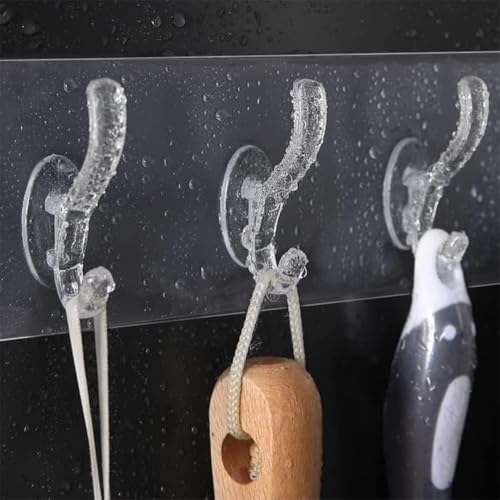 Image of Wall Hanger Hooks for Clothes - Self Adhesive 6 Hook Strip | Heavy-Duty Stick-On Hanger for Kitchen, Bathroom & Bedroom | No Drilling, Waterproof & Rustproof (Pack of 1)