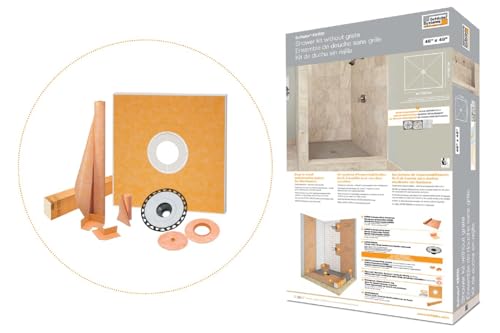 Schluter Kerdi Shower Kit with Shower Tray, Curb, Waterproofing Membrane, Strip & Seals - ABS Plastic, 38" x 60" Tray Size, Center Outlet Position - KSK9651525ABSE - Image 3