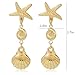 Starfish Earrings Gold Seashell Shell Beach Earrings for Women Beachy Summer Jewelry Outfits for Women Beach Fashion Vacation Essentials