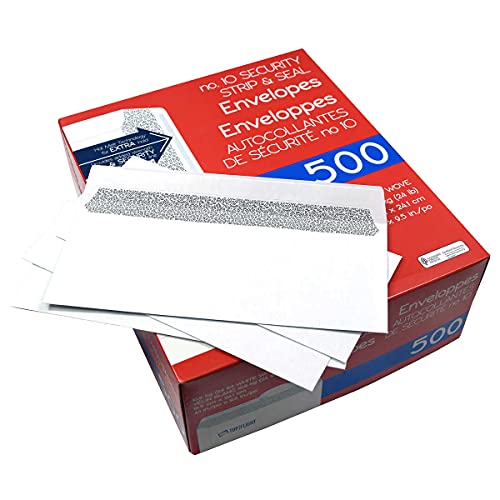 Top Flight PSTF10NWT #10 Envelopes, Strip & Seal, Security Tinted, White Paper, 24 lb, 500 Count image 5