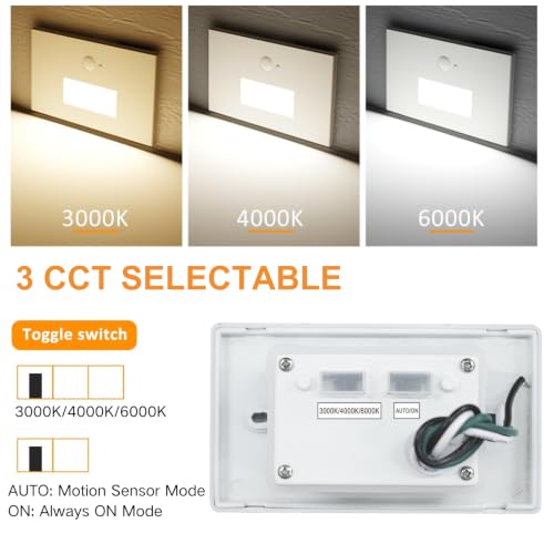 Image of 4 Pack 120V 3CCT Motion Sensor LED Step Lights Indoor Outdoor, White
