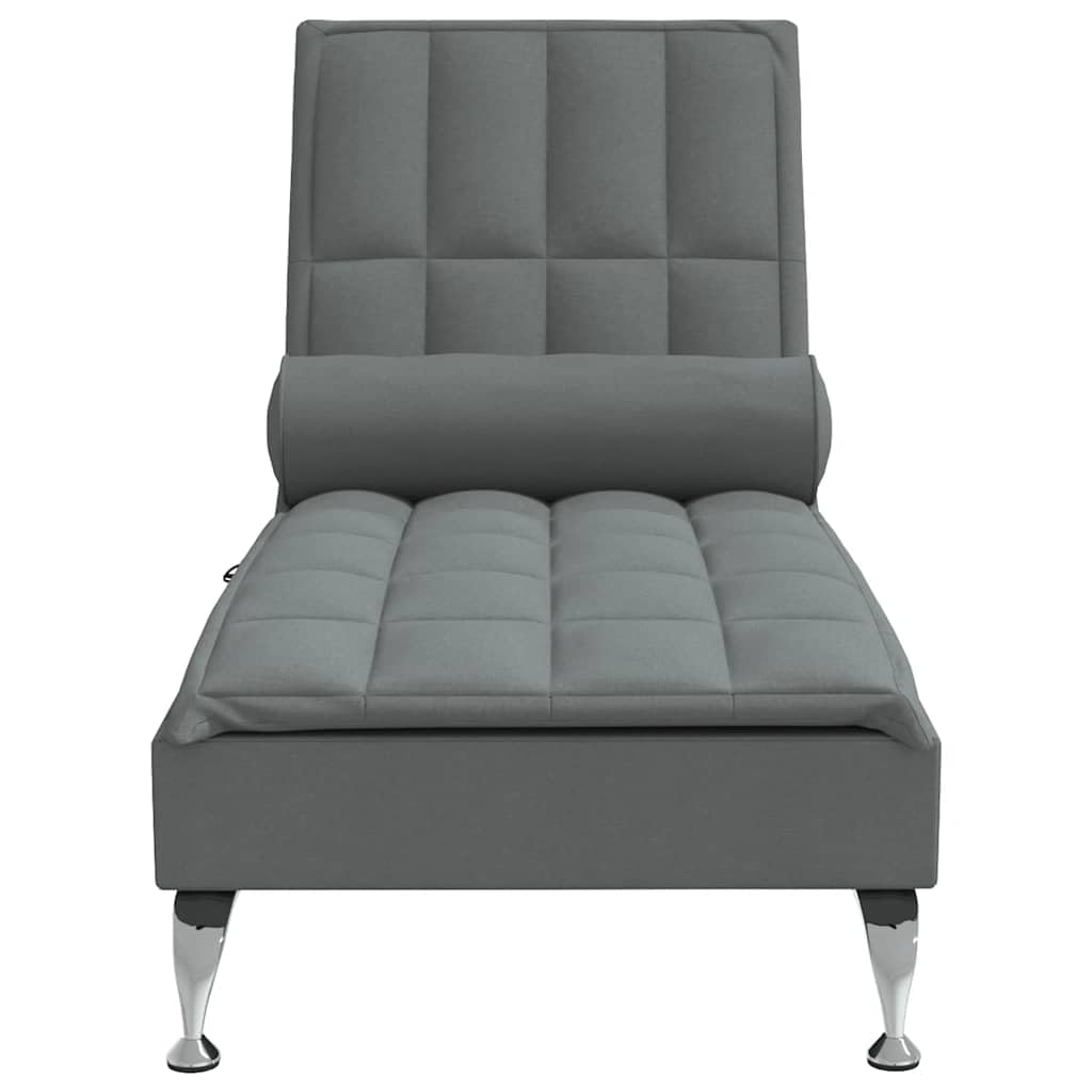 Fotel do masażu z rolką pod kark, ciemnoszary, 138 x 56 x 75 cm, z kablem USB, ergonomiczny fotel do leżenia do salonu, do relaksu, otomana, idealny do czytania i relaksu
