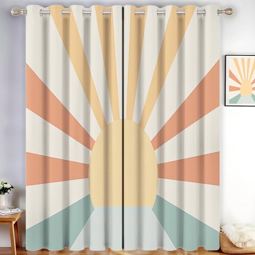 Rideaux occultants design minimaliste soleil orange isolant thermique - 3