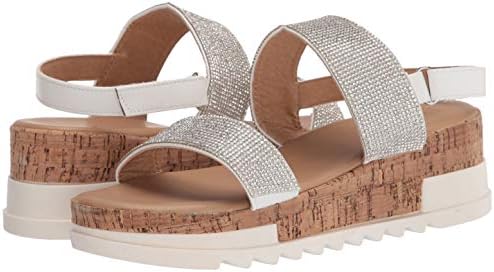 YOKI Women's Platform Sandal With Rhinestone Embellishment, White, 7.5 M US Review | Image 6