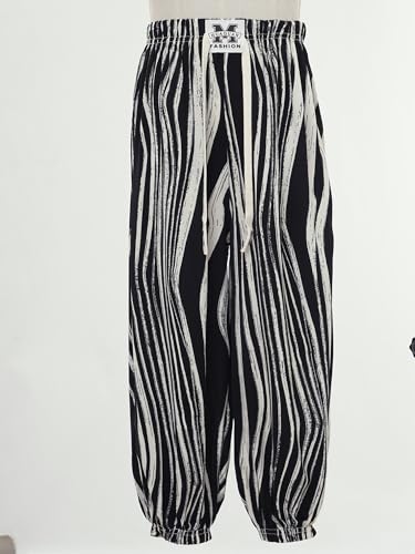 FEESHOW Kids Boys Girls Summer Hippy Boho Pants Baggy Harem Trousers Cotton Linen Bloomers Hippie Jazz Street Dance Pant3