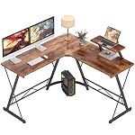 Mr IRONSTONE L Shaped Computer Desk Corner Desk Home Office Desk Gaming Writing Workstation with Large Monitor Stand Easy to Assemble Rustic Brown51 Inch