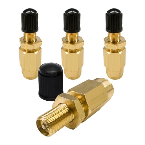 NYTKL 4PCS 1/4" Inflation Schrader Valve, DOT Inflation Valve with Push to Connect, Brass Schrader Valves for 1/4" OD Air Line Tubing & Air Spring Suspension for Semi Truck Trailer