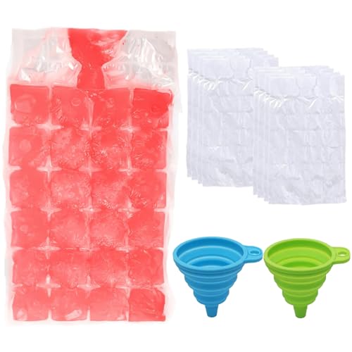 1200Pcs Ice Bags, Ice Cube Bags,Summer Drink Tool for Ice Cube Storage Bags for Freezing Easy-Release Ice Cube Trays with Funnel for Cocktail, Freezer, Coffee, Travel, Chilled Drinks