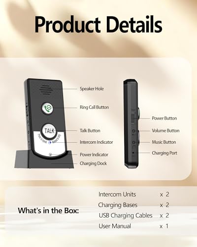 Nexytrix Intercoms Wireless for Home, Long Range Wireless Intercom System for Room to Room Communication, 2 Way Voice Intercom for Elderly, Seniors, and Kids