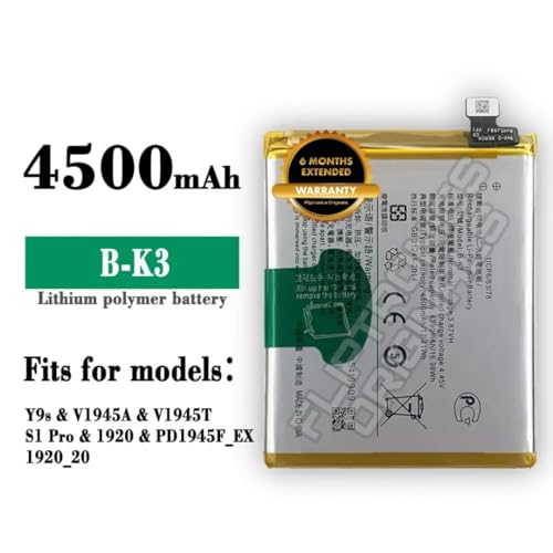 Image of B-K3 Battery for Vivo S1Y9s /V1945A /V1945T /1920 /PD1945F EX 1920 20 for /Y9S, S1 Pro, 1920, Y9S Battery with 6 Month Warranty** (P9)