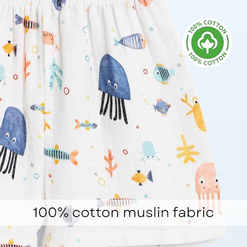 Image of The Boo Boo Club Kid'S 100% Muslin Organic Cotton Printed Button Shirt and Short Set | Half Sleeve Shirt | Summerwear Set | Kids Cothing Wear Set
