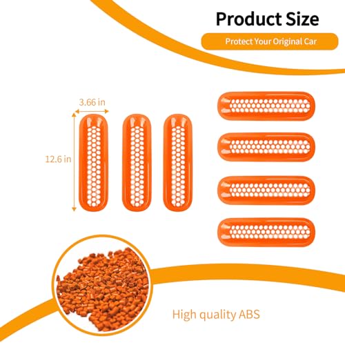 Image of Hoolcar Front Grill Mesh Inserts Clip-in Honeycomb Grille Guard Cover Fit for Jeep Wrangler JK JKU 2007-2017, Exterior Accessories, Orange