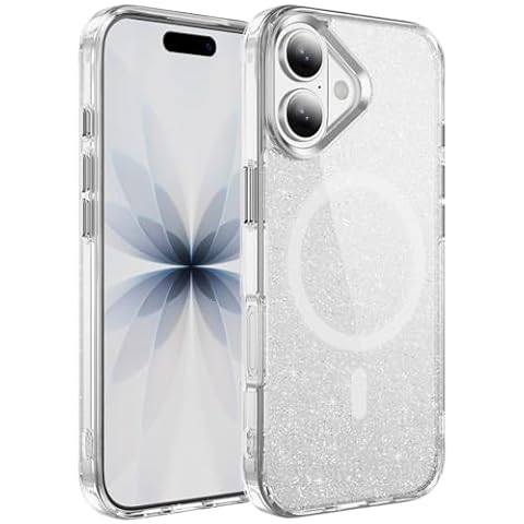 Yichxu Etui do iPhone 17 kompatybilne z Magsafe, przezroczyste, brokatowe, magnetyczne etui na telefon komórkowy, odporne na zarysowania tył telefonu, odporne na uderzenia, miękkie etui TPU do iPhone