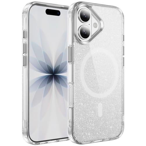 Yichxu Etui do iPhone 17 kompatybilne z Magsafe, przezroczyste, brokatowe, magnetyczne etui na telefon komórkowy, odporne na zarysowania tył telefonu, odporne na uderzenia, miękkie etui TPU do iPhone