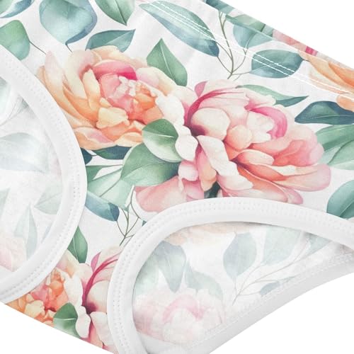 Joisal Watercolor Pink Flowers Little Girl Panties Toddler Underwear Floral Cotton Pattern Briefs Girls Undies 2t4