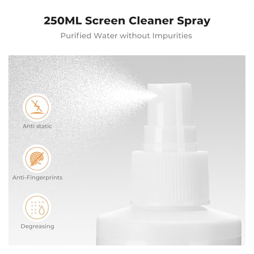 K&F CONCEPT Screen Cleaner 250ml, Microfibre Towels 30 * 30cm and Microfiber Cleaning Cloth 15 * 15cm, for LCD LED HDTV Computer TV iPad iPhone Tablet Smartphone Laptops | 8.8oz Screen Cleaning Kit – Image 4