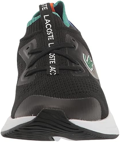 Lacoste Kids Run Spin Knit Sneaker, BLK/BLU, 4 US Unisex Toddler | Image 1