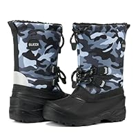 SUEDI Kids Snow Boots, Boys Winter Boots Insulated with Fur Lining, Toddler Duck Boots Slip-Resistant Waterproof for Little Kids Big Kids