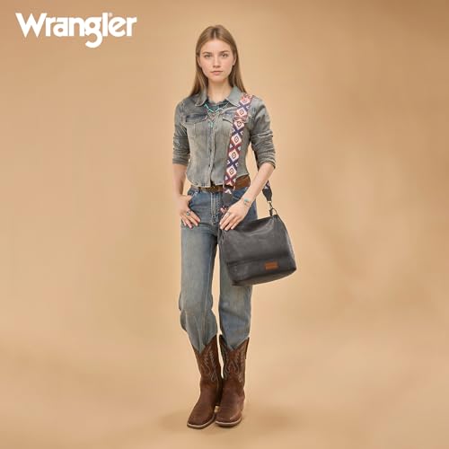 Image of Wrangler Hobo Bags for Women Vegan Leather Top Handle Shoulder Purses and Handbags