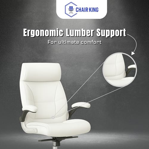 Image of CHAIR KING Premium Leatherette Boss Chair for Office | Ergonomic High Back Chair for Home, Office, Study & Gaming | Height Adjustable, Tilt & Rocking Chair in Heavy Base | 1pc (White)