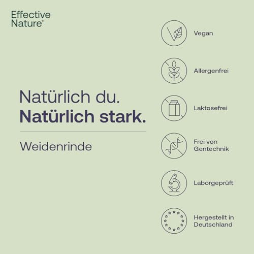 Weidenrinde-Kapseln - 60 Kapseln für 2 Monate - 200 mg Weidenrindenextrakt - Natürlicher Pflanzenextrakt - Mit 50 mg Salicin - 100% natürlich
