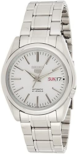 Seiko 5 Men's White Dial Stainless Steel Automatic Watch Snkl41J1, Silver