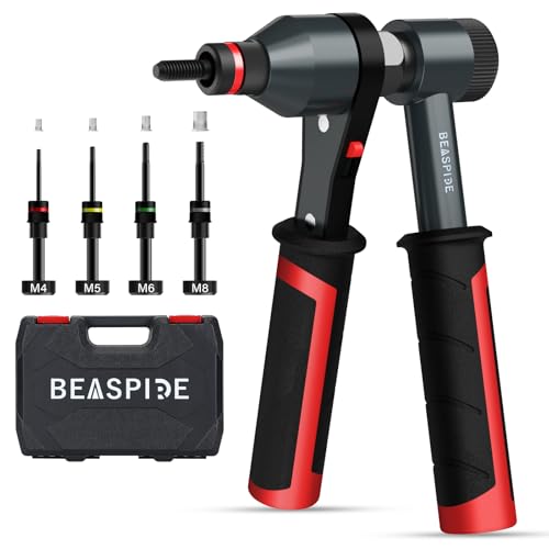 Pince à Insert Fileté, Beaspire Pince à Rivets, Kit Pince Insert Fileté à Cliquet Professionnel avec M4, M5, M6, M8 mandrins et 40 écrous