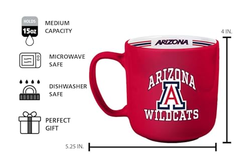 Image of Logo Brands NCAA Arizona Wildcats 15 oz Stripe Coffee Mug - Vintage Team Logo, Inside Print & Stripes, Microwave & Dishwasher Safe- Great Gift For Fans & Alumni