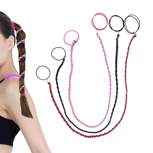 Paquete de 3 lazos para el cabello de 25 pulgadas para deportes, coloridos soportes para cola de caballo para mujer, lazos elásticos en espiral para cabello fino y medio, colas de caballo trenzadas