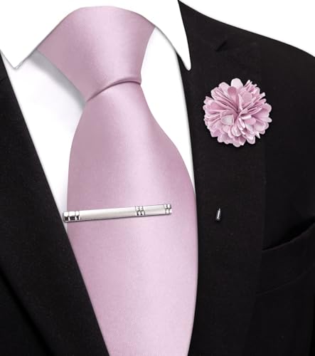 Image of Hi-Tie Pretied Boys Ties Solid Color Kids Adjustable Necktie Lapel Pin Clip Set Age 8-12 Wedding School Graduation