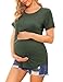 Ekouaer Short Sleeves Maternity Shirts Nursing Tops & Tees for Mommy Round Neck Pregnancy Loungewear Breastfeeding Outfit Tee Shirts 3 Packs XL (Black + Deep Army Green + Light Grey)