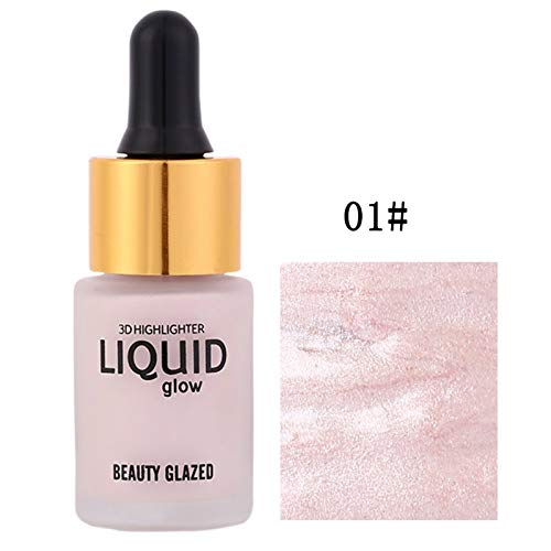 Beauty Glazed Face Glow Liquid Highlighter,Contour Make Up Glitter Brighten Shimmer 3D Highlighters Waterproof(PEARL)