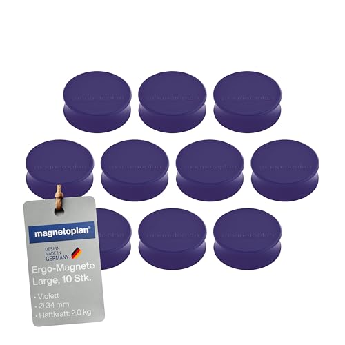 Ergo Large Magnets, Diameter 34 mm x 12.5 mm, Pack of 10 Purple