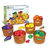 Learning Resources Farmer's Market Color Sorting Set - Play Food for Kids, Toddler Learning Toys, Grocery and Kitchen Play Toys