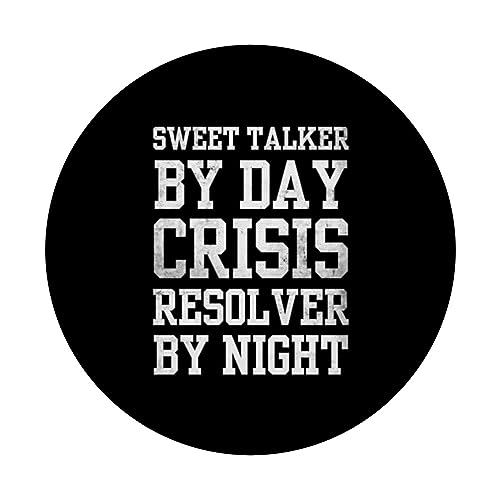 Funny Crisis Negotiator Crisis Resolver by Night PopSockets Swappable PopGrip, Black - Image 3