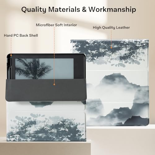 Image of CoBak Case for E-Reader - All New PU Leather Cover with Auto Sleep Wake Feature for Tablet Reader 10.2 inch 2022 & 2024 Released with Pen Holder (not Compatible with Remarkable),Ink Painting